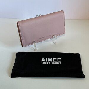 Aimee Kestenberg Marietta Foldover Slim Bifold Pink Blush Leather Wallet NWOT